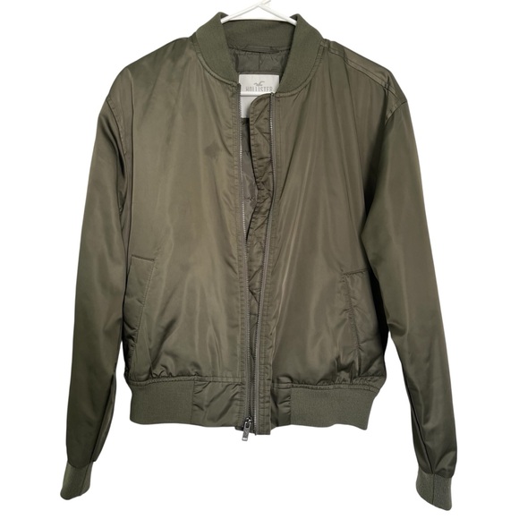 Hollister Olive Green Bomber Utility Retro Jacket Size Small - Picture 1 of 7